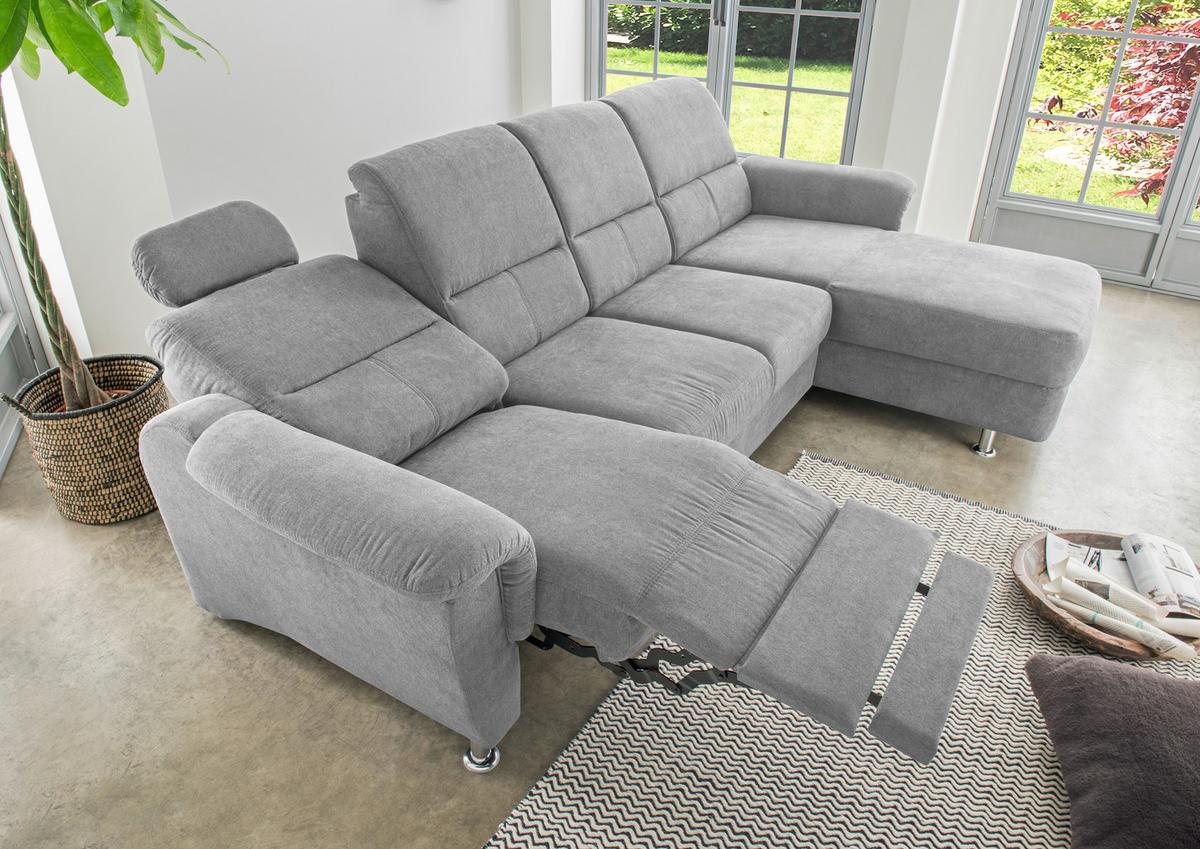 Ecksofa Parole Grau S: 292/165 cm - Chromfarben/Grau, KONVENTIONELL, Textil (292/165cm) - Livetastic