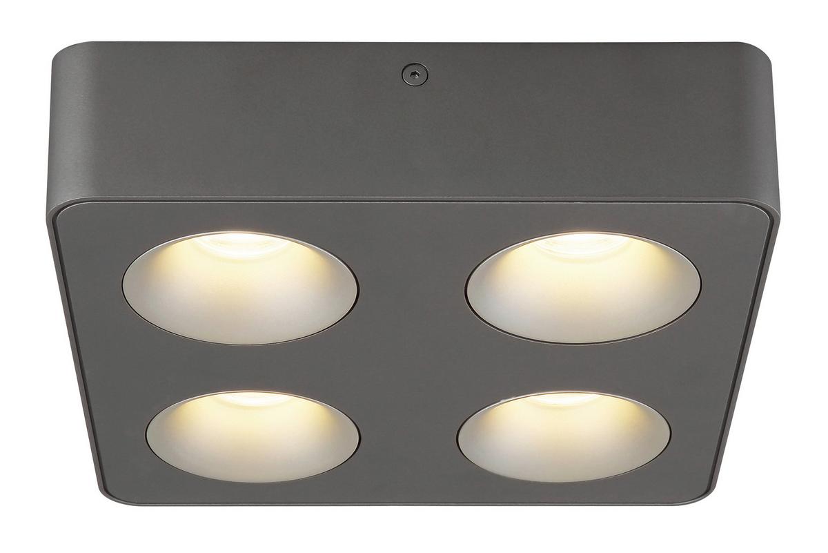 Led-strahler 43100-4 - Klar/Dunkelgrau, KONVENTIONELL, Kunststoff/Metall (22,4/22,4/5,5cm) - Globo