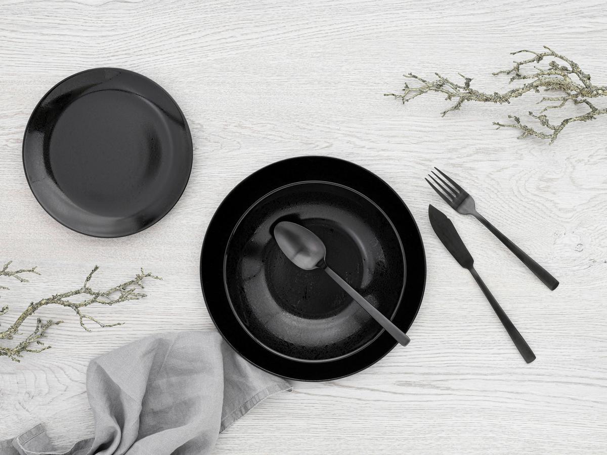 Tafelservice Glas 4 Personen Geschirr Set - Schwarz, Basics, Glas (32/32/14cm) - Creatable