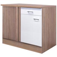 Eckunterschrank Samoa B: 110 cm Sonoma Eiche Dekor/Weiß - Weiß/Sonoma Eiche, KONVENTIONELL, Holzwerkstoff (110/85/57cm)