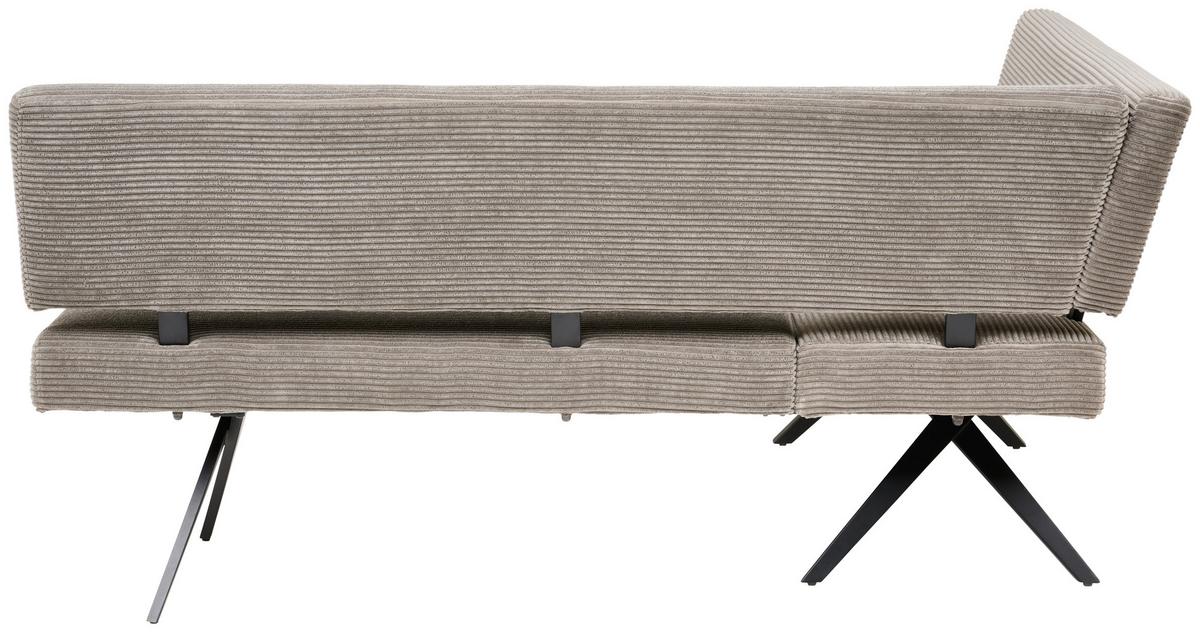 Eckbank Chios Cord Dunkelgrau, S: 150x190 Cm - Schwarz/Grau, KONVENTIONELL, Textil/Metall (150/190cm) - MID.YOU