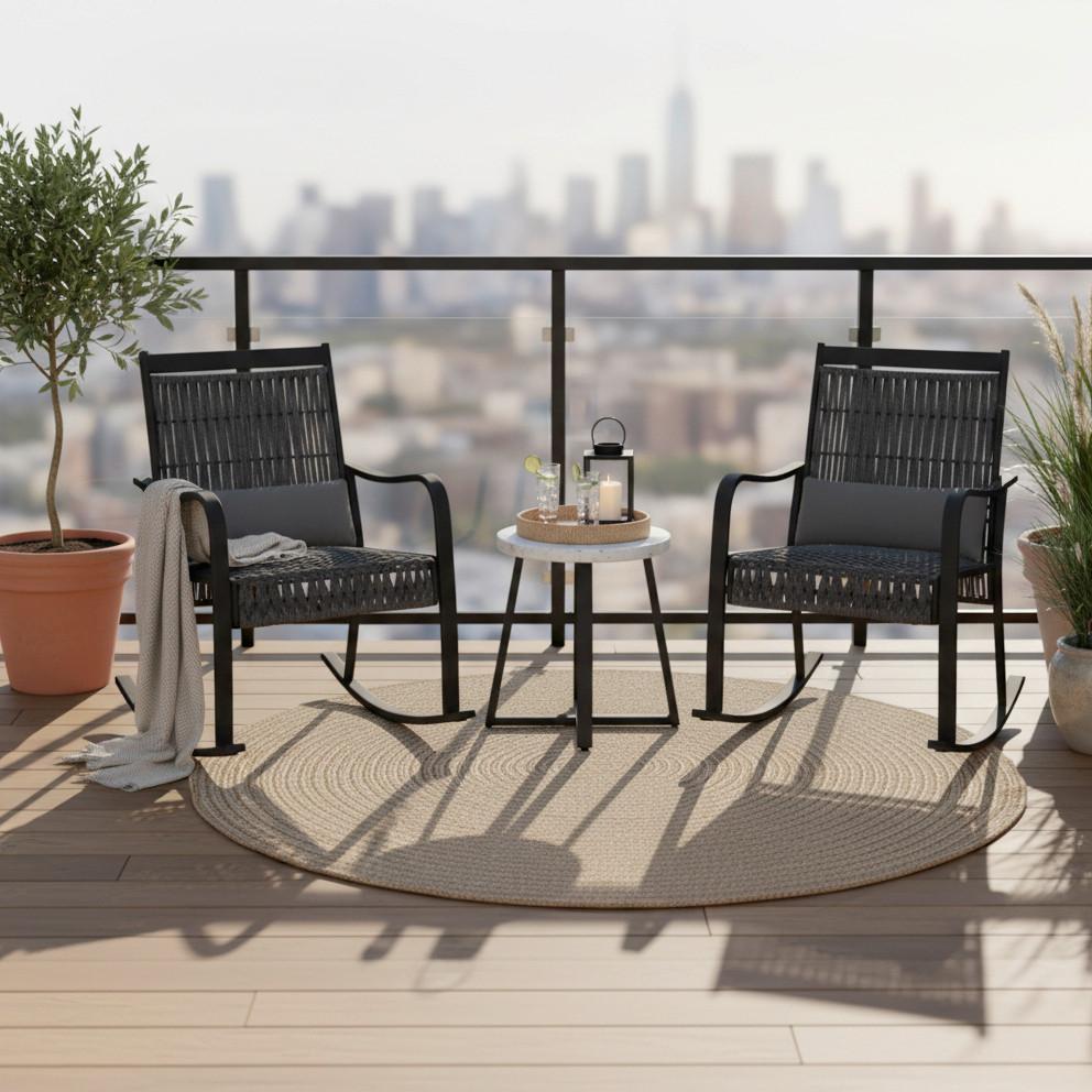 SADA NA BALKON MATHILDA - bílá/černá, Moderní, kov/textil - Bessagi Garden