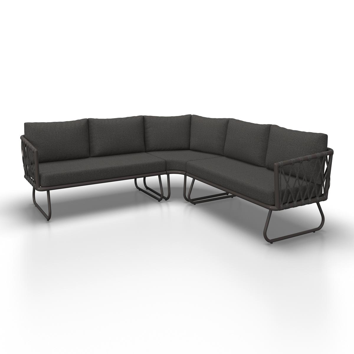 TERASOVÁ SEDACIA SÚPRAVA ELEA - antracitová/tmavosivá, Modern, kov/textil (234/74/77cm) - Bessagi Garden