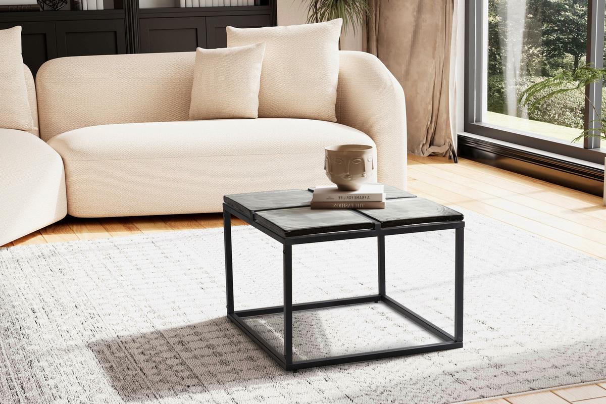 Couchtisch Schwarz L: 58 cm - Schwarz, Design, Glas/Metall (58/58/43,5cm) - MID.YOU