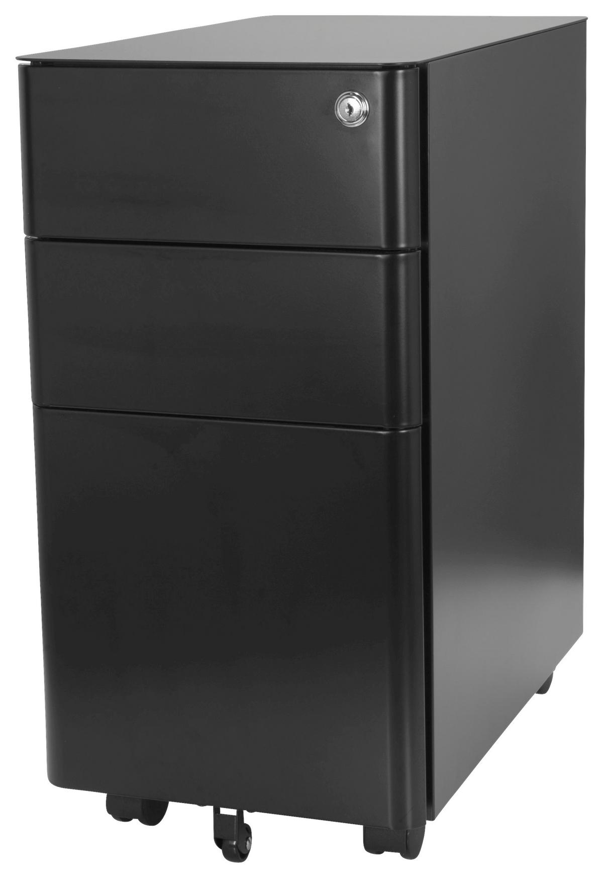 Rollcontainer Color I Schwarz - Schwarz, MODERN, Kunststoff/Metall (30/59/50cm) - MID.YOU