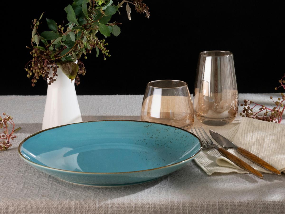 SADA MĚLKÝCH TALÍŘŮ NATURE COLLECTION - tyrkysová, Trend, keramika (27cm) - Creatable