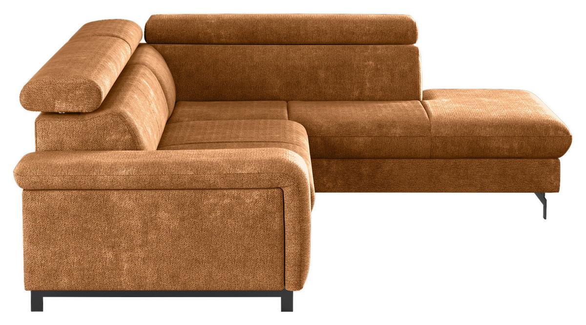 Ecksofa mit Bettkasten Emma Cognac 262x215 cm - Cognac/Schwarz, Textil (262/215cm) - MID.YOU