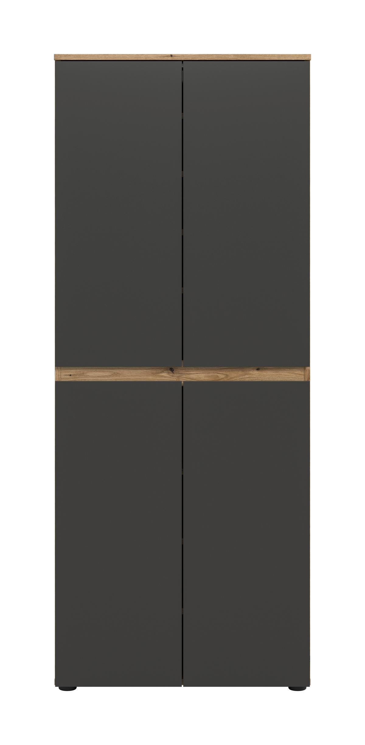 Garderobenschrank Scarpa Anthrazit/eichefarben B: 70 Cm - Eichefarben/Anthrazit, Design, Holzwerkstoff (70/175/37cm) - Livetastic