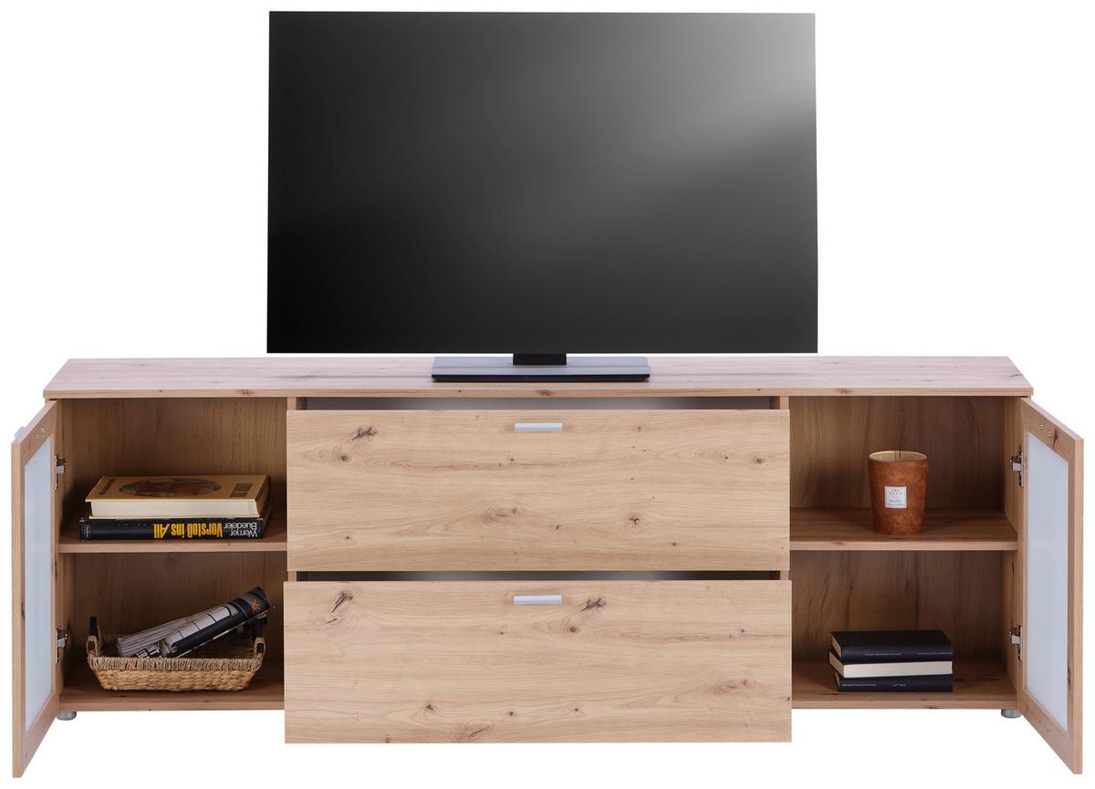TV-Lowboard Xeno B: 180 cm Eiche Artisan - Eiche Artisan, MODERN, Glas/Holzwerkstoff (180/62/37cm)
