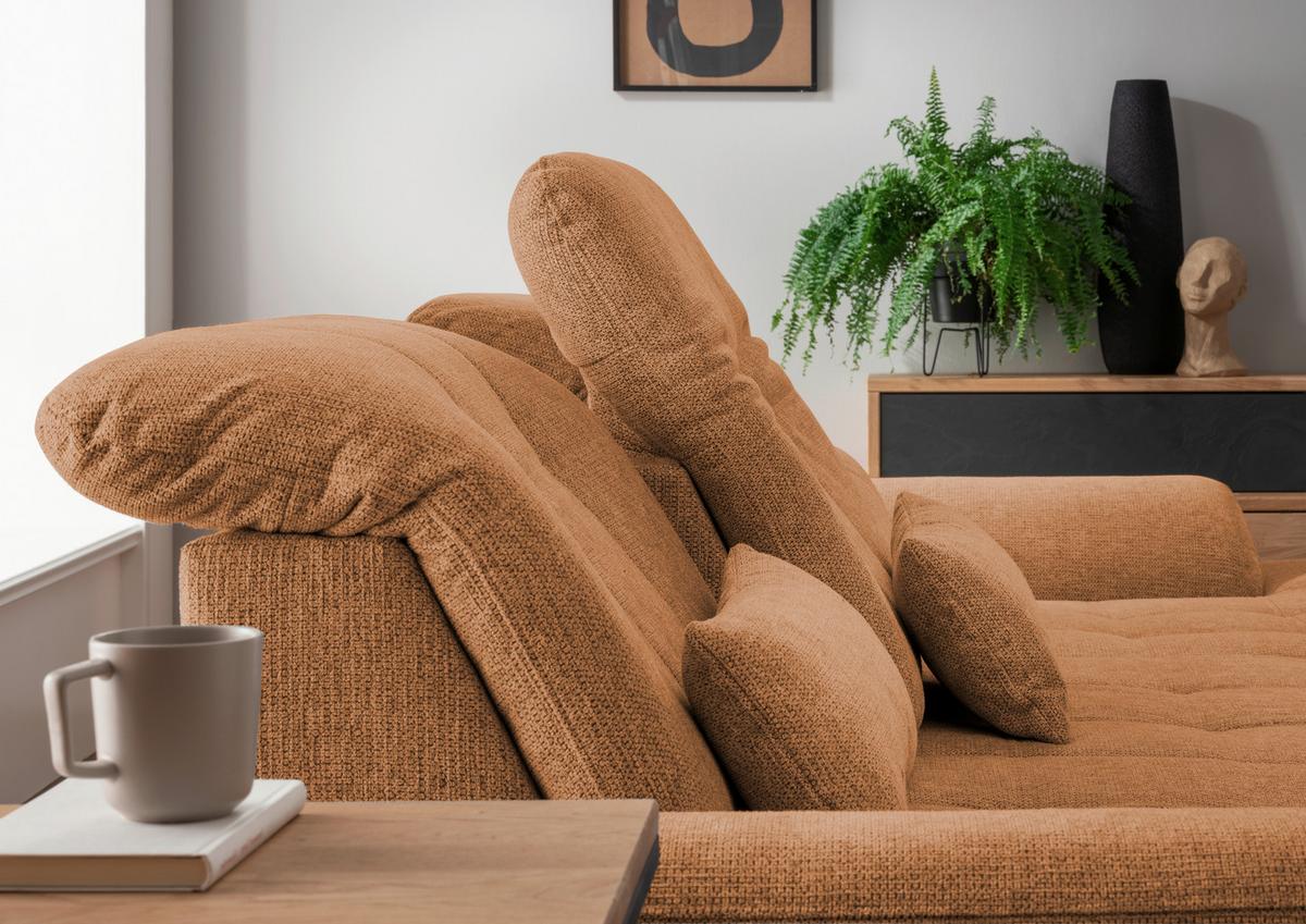 Ecksofa mit Bettkasten Rigatti Currygelb S: 314x184cm - Chromfarben/Currygelb, MODERN, Textil (314/184cm) - Livetastic