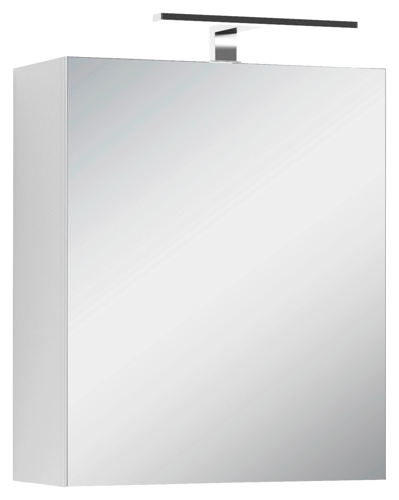 Spiegelschrank Spree mit LED 1 Tür BHT 50x60x20 cm Weiß - Weiß, MODERN, Glas/Holzwerkstoff (50/60/20cm) - MID.YOU