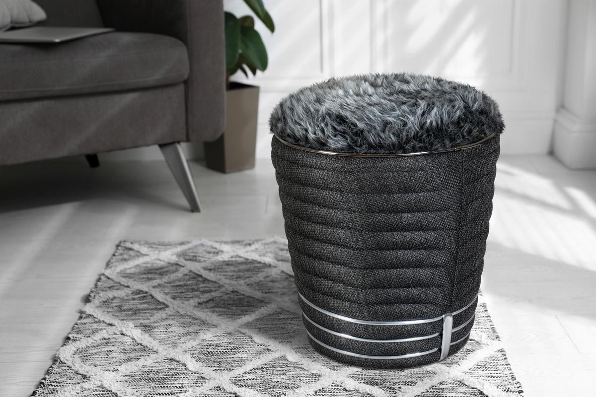 Hocker Doric 345 Anthrazit/Graphitfarben D:42cm - Anthrazit/Graphitfarben, Design, Textil (42/50cm) - Kayoom