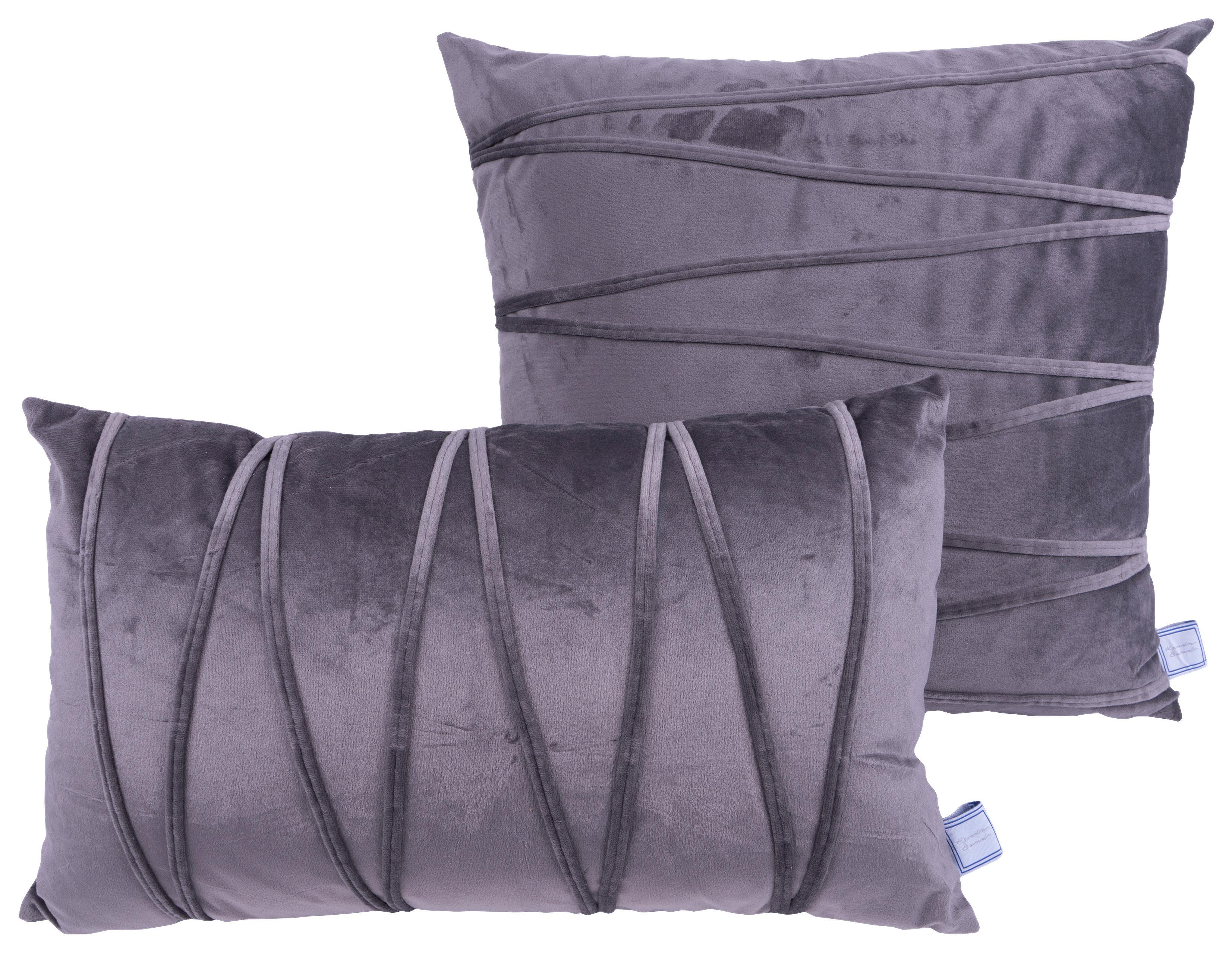 Zierkissen Paulina 30/45x50/45 cm Polyester Graphitfarben - Graphitfarben, KONVENTIONELL, Textil (30x45/50x45cm)