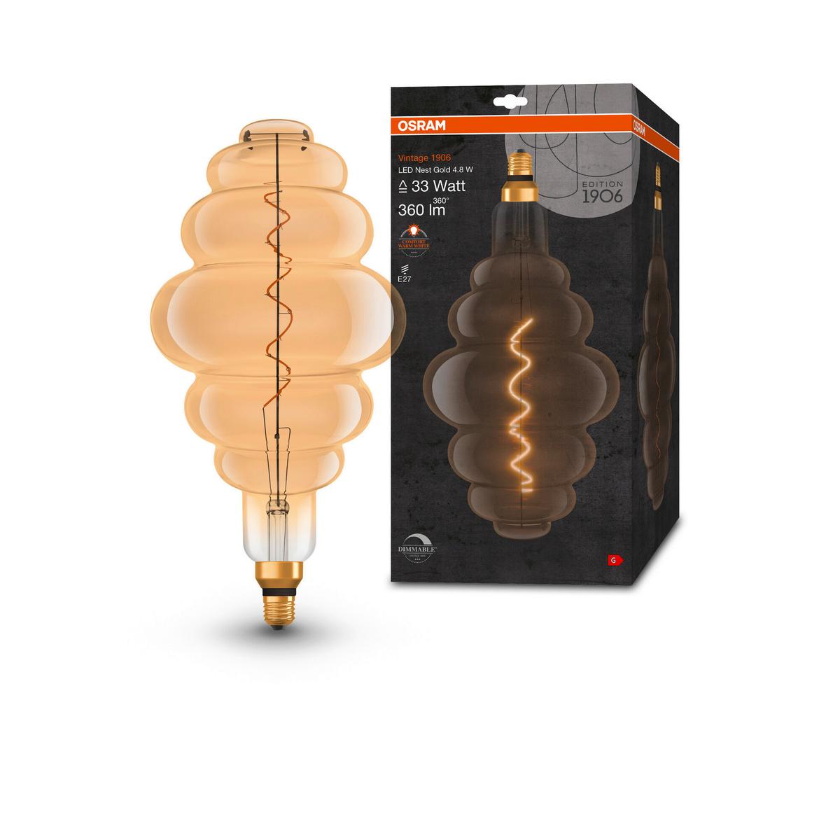 LED-Leuchtmittel Vintage 1906 Led Dim33 4.8w/22 - Goldfarben, Basics, Glas (20/40,5cm) - Ledvance