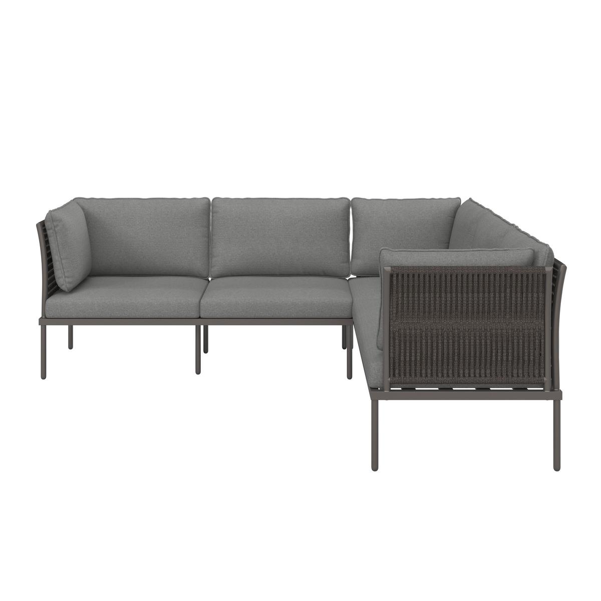 TERASOVÁ SEDACIA SÚPRAVA ELORA - farba akácie/prírodná farba, Modern, kov/textil (223/75/74cm) - Bessagi Garden