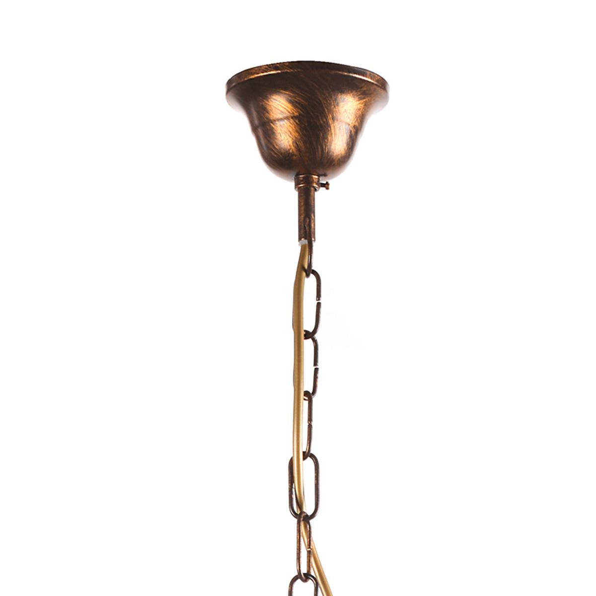 Kronleuchter 4620/5 - Bronzefarben/Olivgrün, Natur, Glas/Metall (90/130cm)