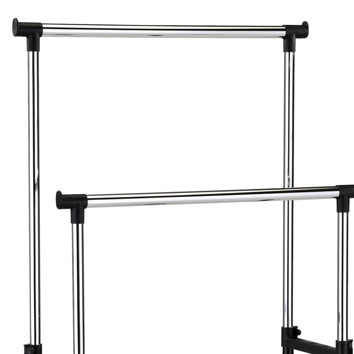 Kleiderwagen 84x94x44 Cm Höhenverstellbar - Chromfarben/Schwarz, MODERN, Kunststoff/Metall (84/94-168/44cm)