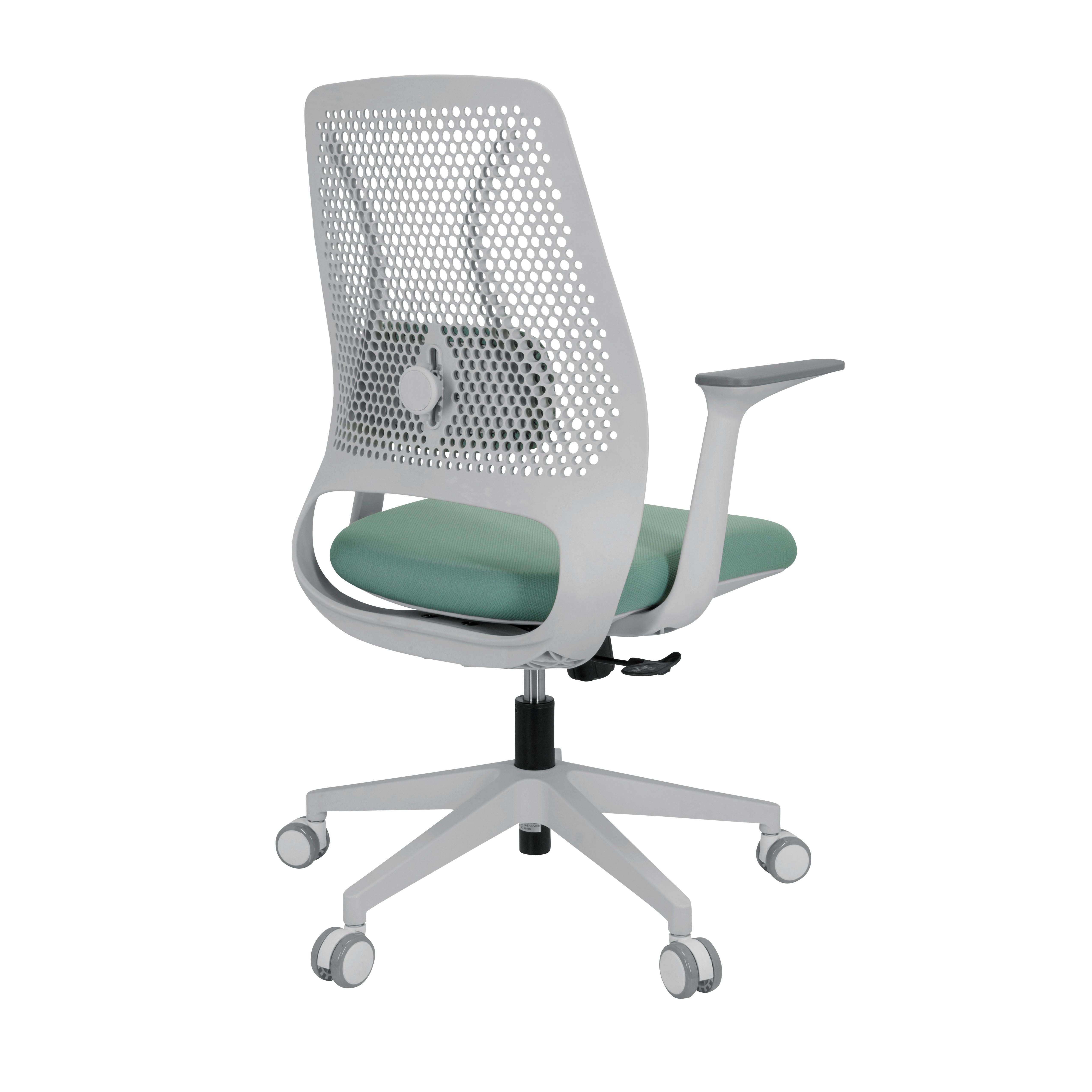 Bürostuhl Parferio Weiß/ Mintgrün Bis 110 Kg - Weiß/Mintgrün, Basics, Kunststoff/Textil (63/99/56cm) - MID.YOU