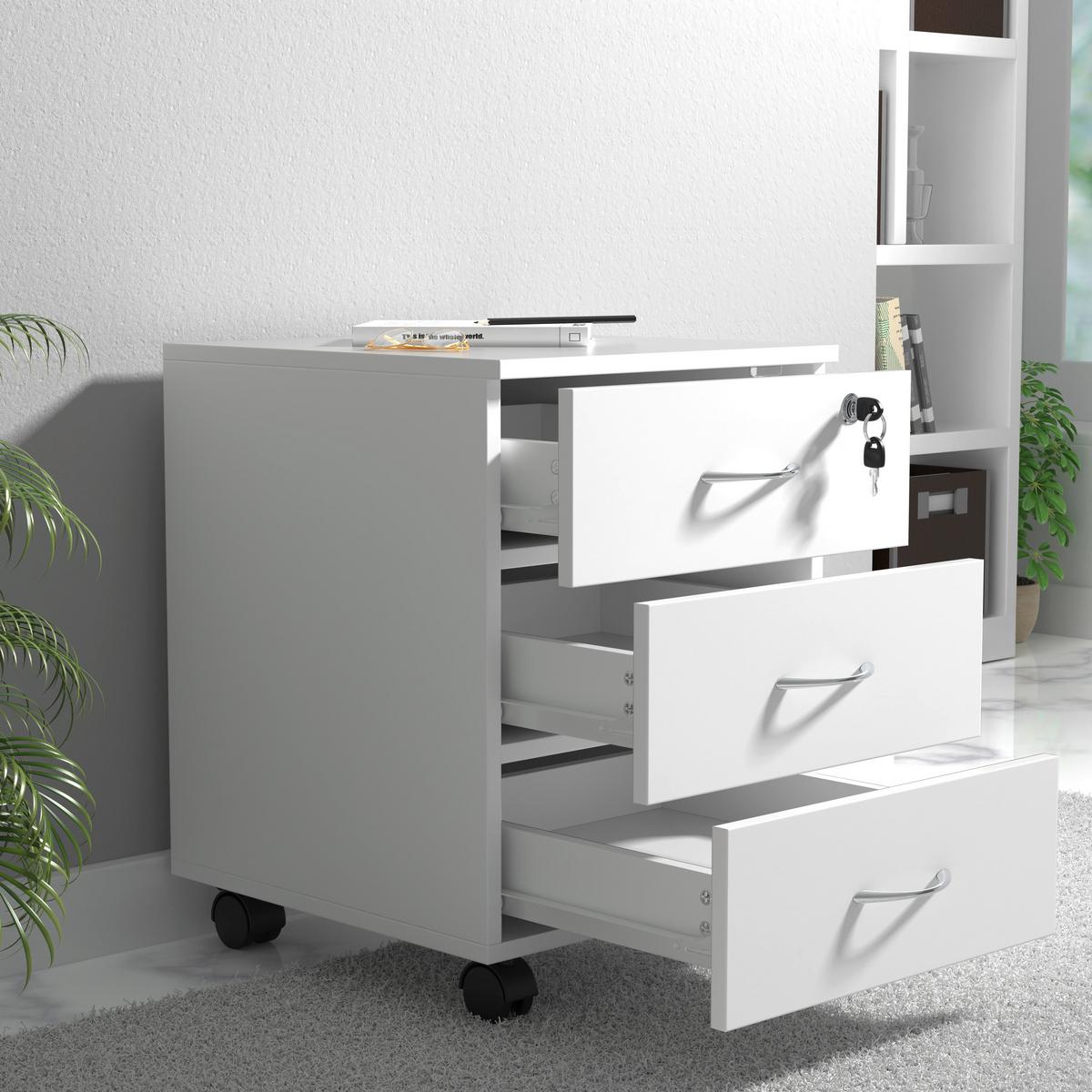 Rollcontainer Baula Weiß B: 40 Cm - Weiß, Design, Holzwerkstoff/Kunststoff (40/54/44cm) - MID.YOU