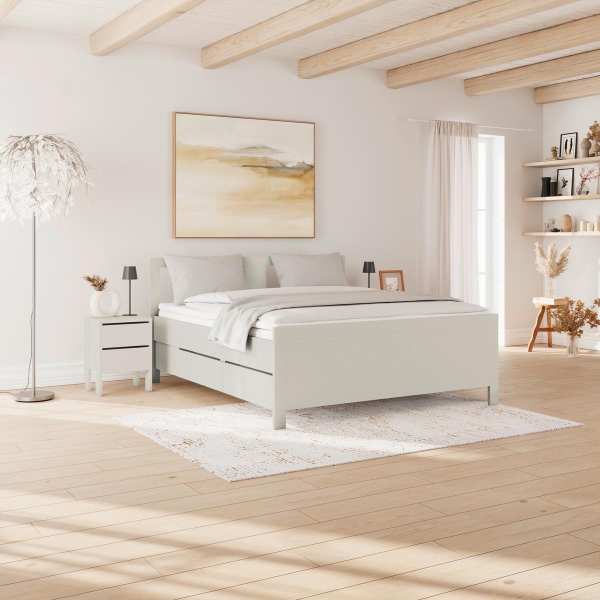 Stauraumbett Pisa mit 4 Laden kaschmirfarben 180x200 - Kaschmir, ROMANTIK / LANDHAUS, Holz (180/200cm) - James Wood