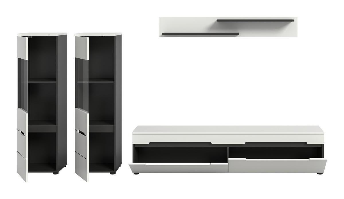 WOHNWAND Canu Weiß B: 272cm - Schwarz/Weiß, Design, Holzwerkstoff (272/141/33cm) - Livetastic