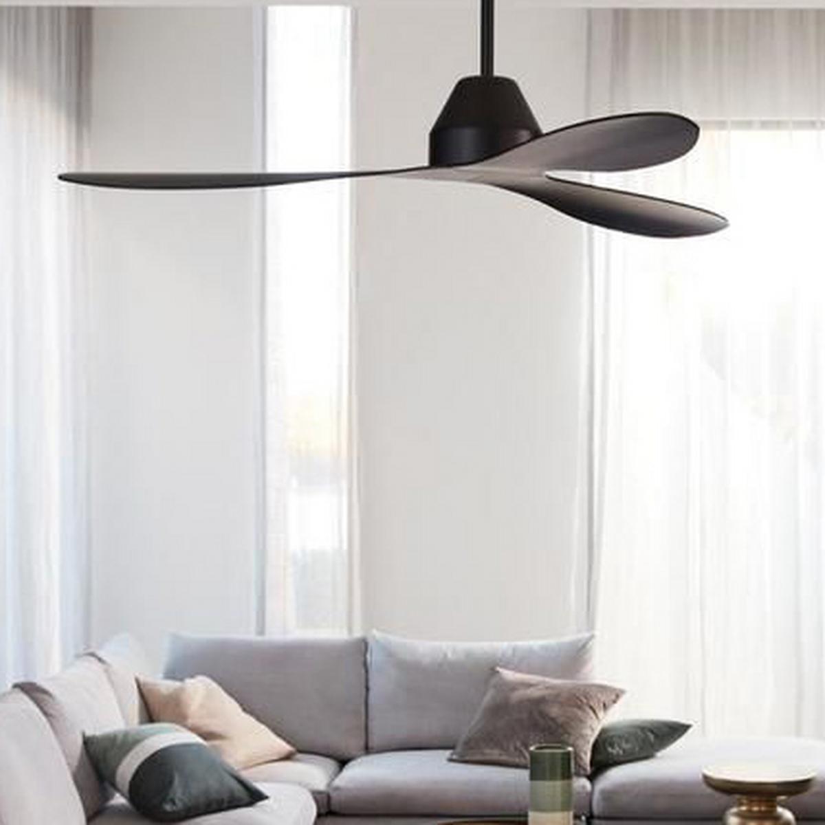Deckenventilator Whitehaven Schwarz 3 Flügel, Geräuscharm - Schwarz, Basics, Kunststoff (142/27cm)