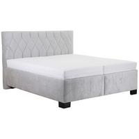 Čalúnená posteľ FERAMA 180x200 cm, svetlosivá - čierna/prírodná farba, Modern, drevo/textil (180/200cm)