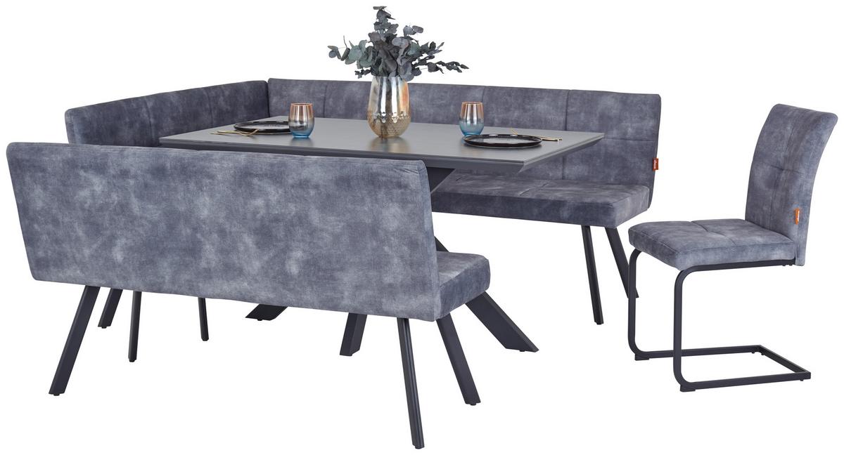 Eckbank Grau / Schwarz Milos 150x190 cm - Schwarz/Grau, MODERN, Textil/Metall (150/190cm)