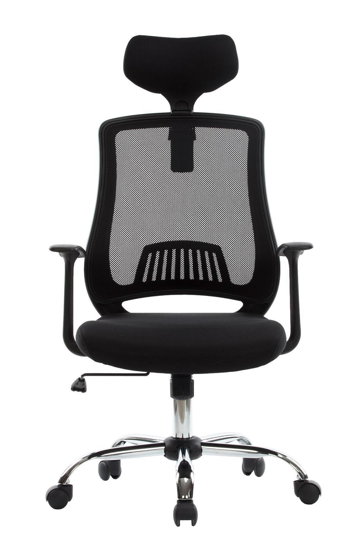 Drehstuhl Florida Schwarz B: 64 cm - Chromfarben/Schwarz, Design, Kunststoff/Textil (64/128/57cm) - MID.YOU