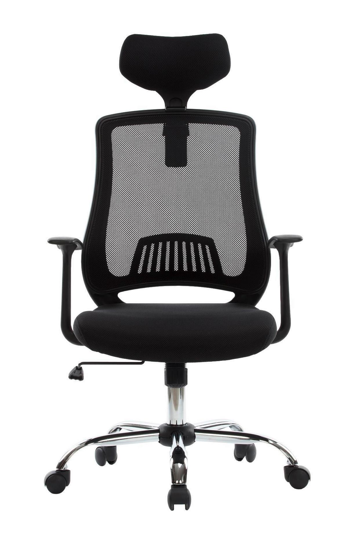 Drehstuhl Florida Schwarz B: 64 cm - Chromfarben/Schwarz, Design, Kunststoff/Textil (64/128/57cm) - MID.YOU
