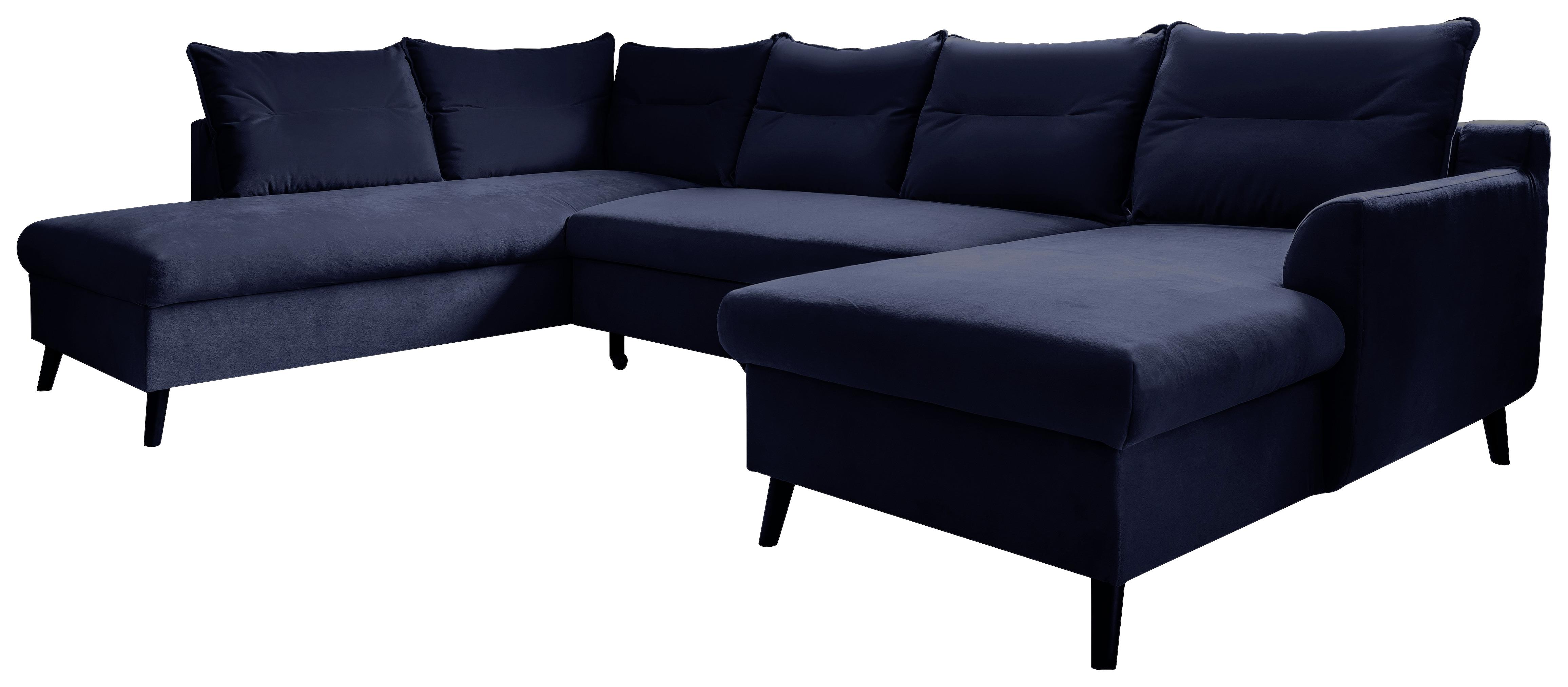 Rozkládací Sedačka Ve Tvaru U Stylish Stan Námořnícka Modrá - černá/tmavě modrá, Basics, dřevo/textil (200/300/150cm) - MID.YOU