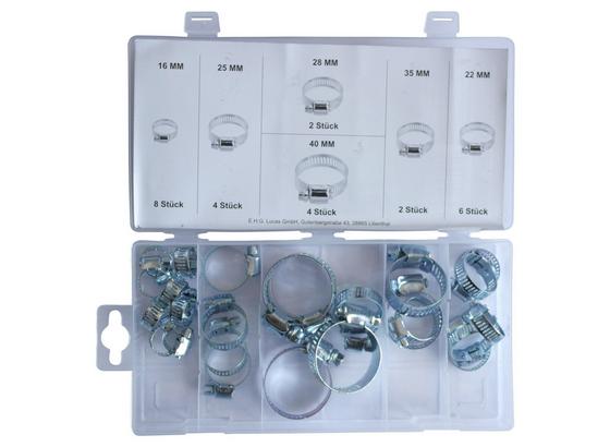 Schlauchklemmensortiment 26-teilig - Silberfarben, KONVENTIONELL, Metall Schlauchklemmensortiment 26-teilig - Silberfarben, KONVENTIONELL, Metall