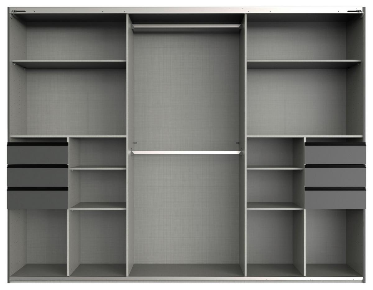 Tolóajtós Szekrény 270cm Saigon Graphit/fekete - grafitszürke/fekete, Konventionell, faalapú anyag/Üveg (270/210/64cm) - MID.YOU