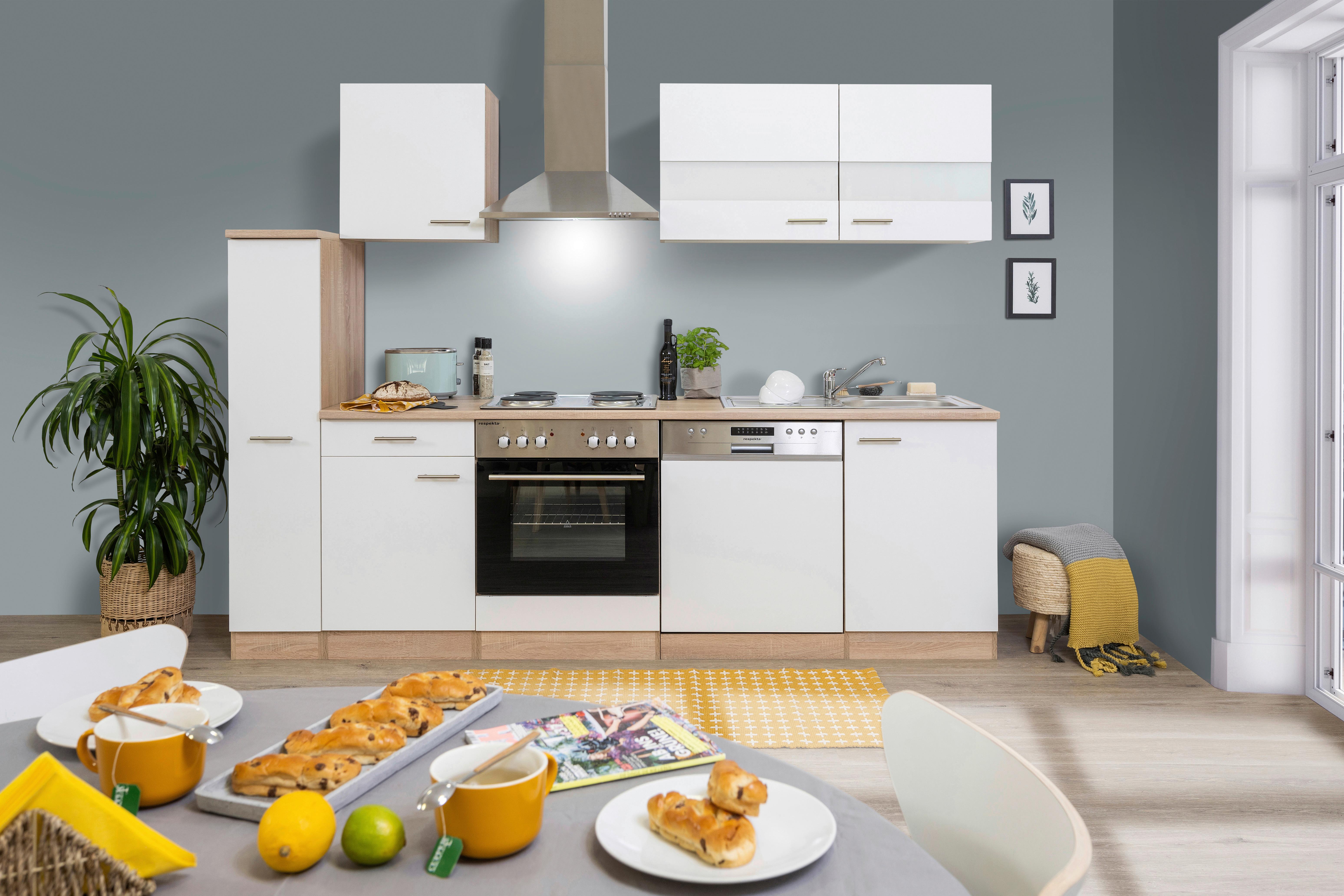 Küchenblock Merle Küchenblock 250 Cm - Eichefarben/Weiß, Basics, Holzwerkstoff (250cm) - Respekta