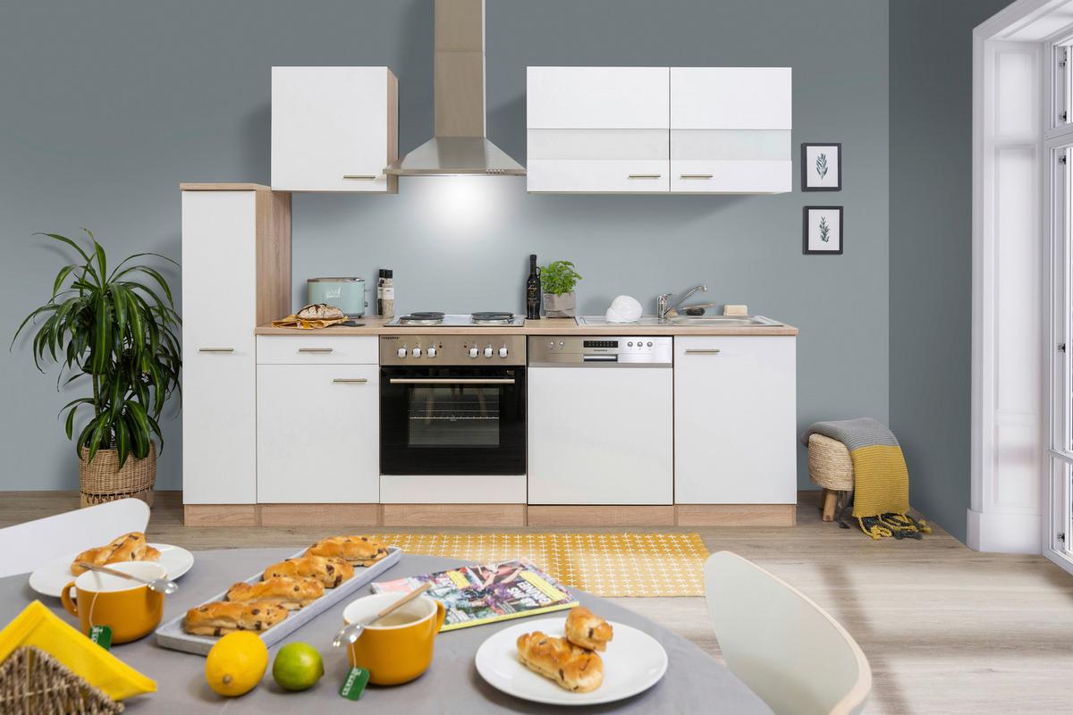 Küchenblock Merle Küchenblock 250 cm - Eichefarben/Weiß, Basics, Holzwerkstoff (250cm) - Respekta