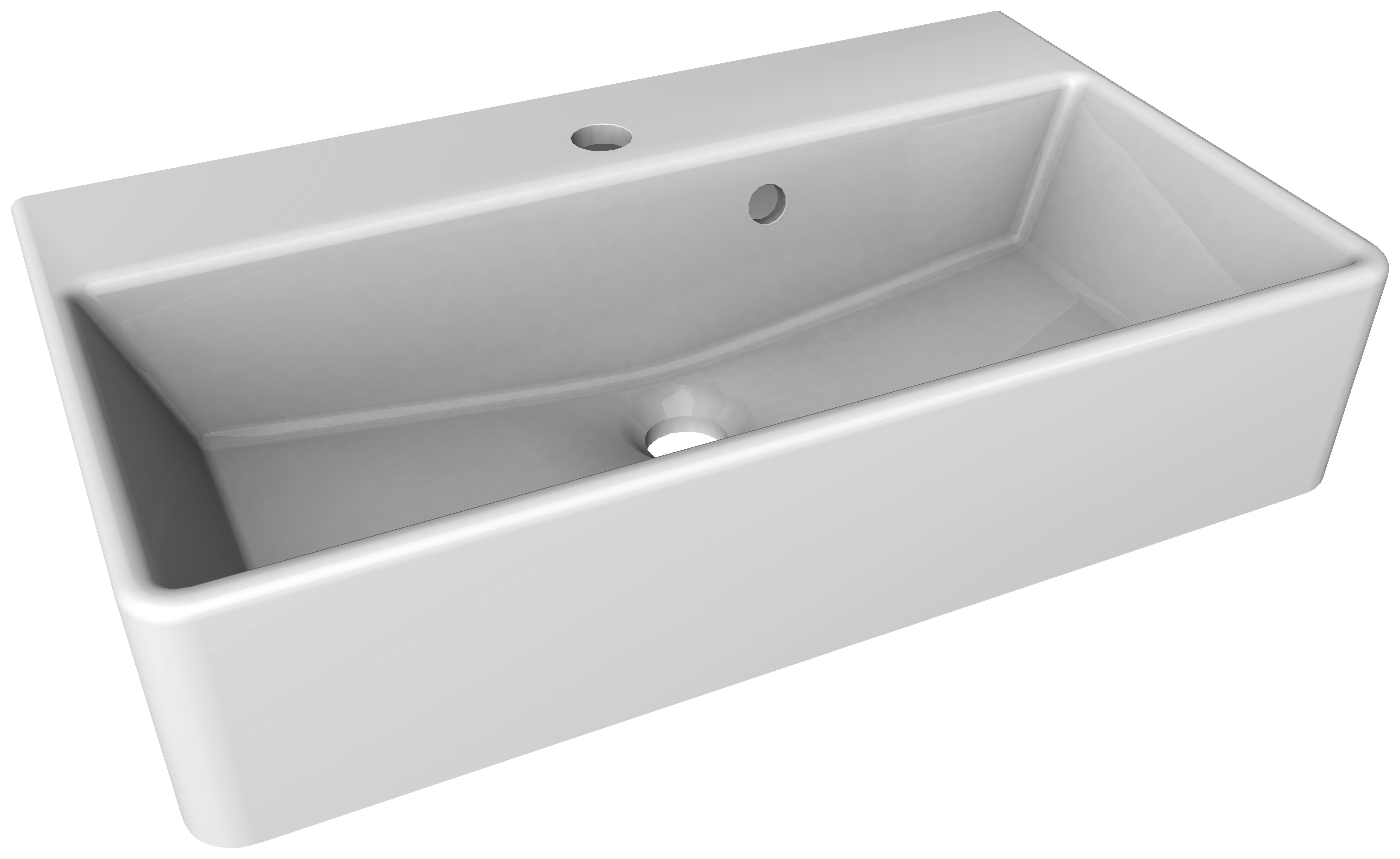 Waschbecken Lima Keramik 60x35 cm Weiß - Weiß, MODERN, Keramik (60/13/35cm) - MID.YOU