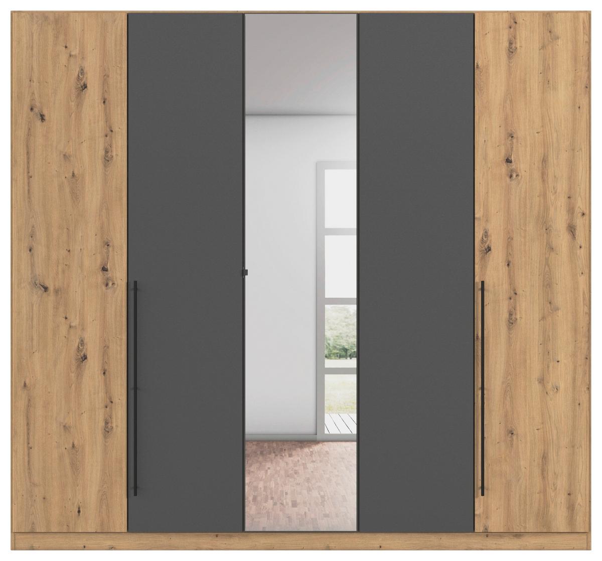 Kleiderschrank Safari B: 226 cm - Eiche Artisan/Grau, KONVENTIONELL, Holzwerkstoff (226/229/54cm)