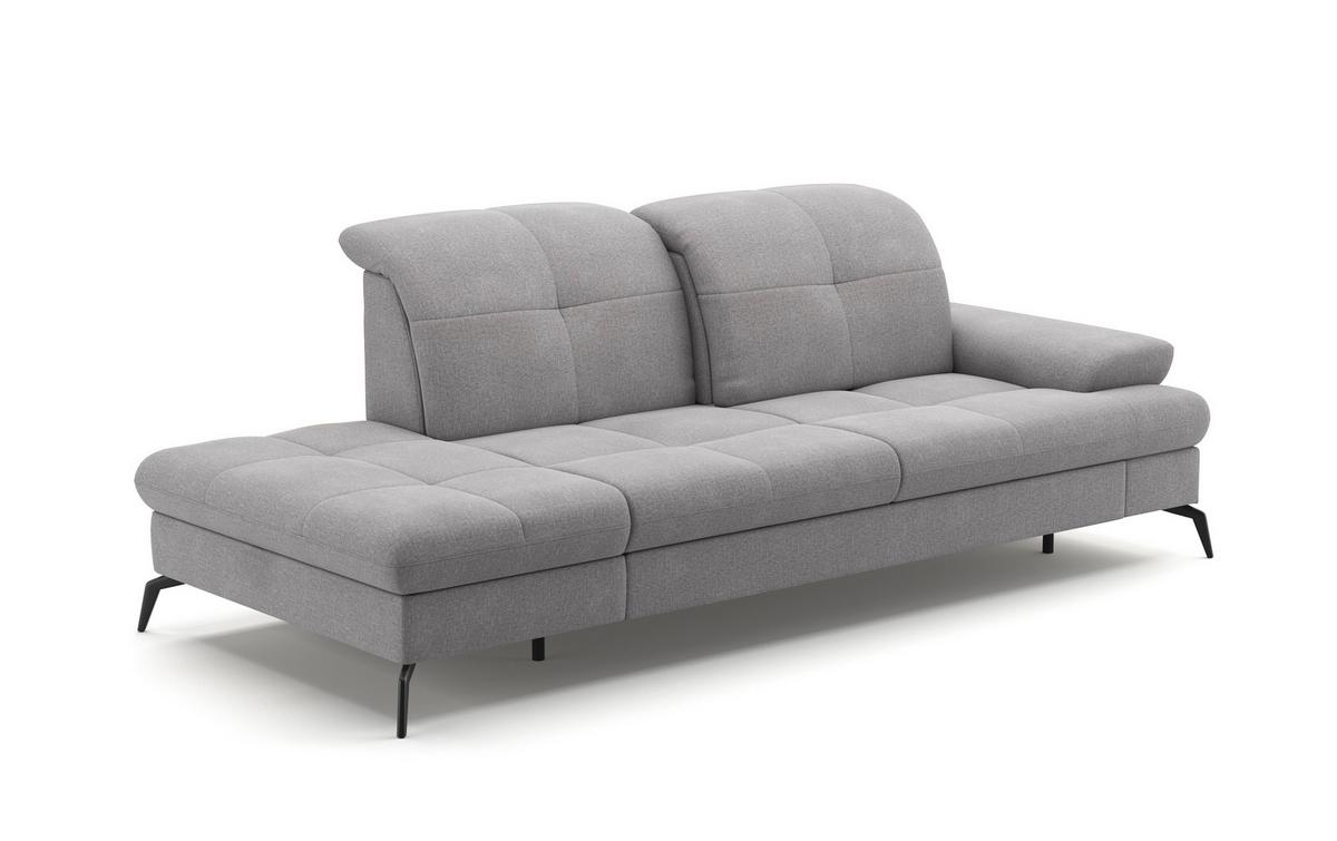 Récamiere Amica E, Hellgrau B: 231 Cm - Hellgrau/Schwarz, KONVENTIONELL, Textil (231/90/122cm) - Sit & More