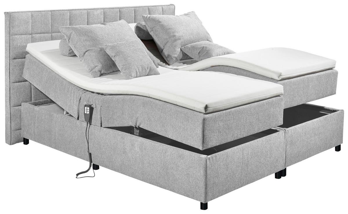 Polsterbett Verstellbar Mit Topper 180x200 Mariborsko - Silberfarben/Hellgrau, Basics, Holzwerkstoff/Textil (180/200cm) - MID.YOU