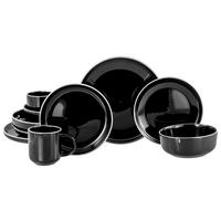 Kombiservice Nordic Gourmet Schwarz Hochglanz, 10-teilig - Schwarz Hochglanz/Weiß, Basics, Keramik - Creatable