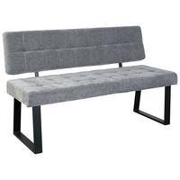 Sitzbank Volda Webstoff Hellgrau, B: 140 cm - Hellgrau/Schwarz, MODERN, Textil/Metall (140/85/56cm) - Livetastic
