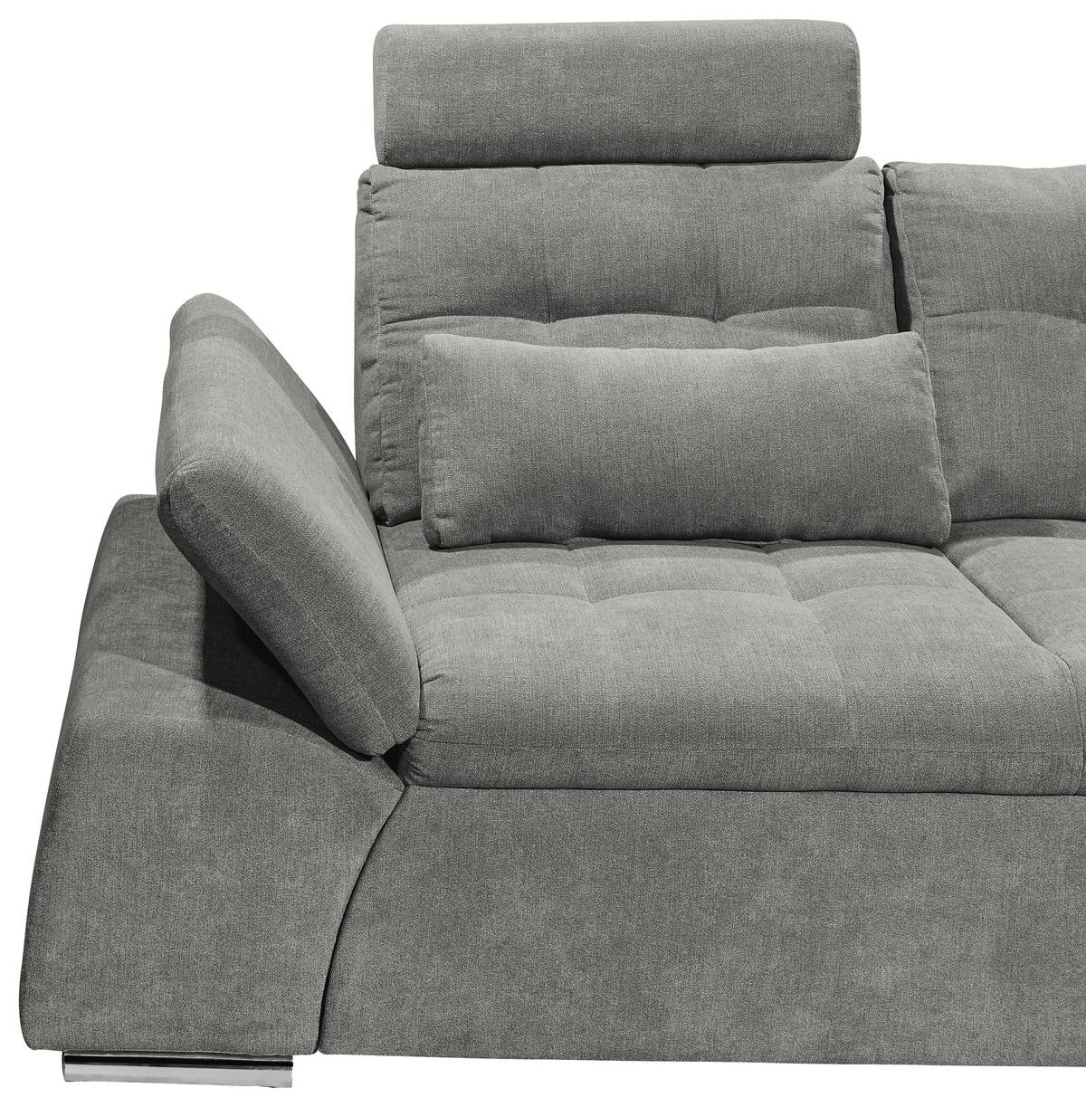 Ecksofa mit Schlaffunktion Nalo Longchair, Webstoff - Silberfarben/Grau, KONVENTIONELL, Holzwerkstoff/Textil (268/170cm) - MID.YOU