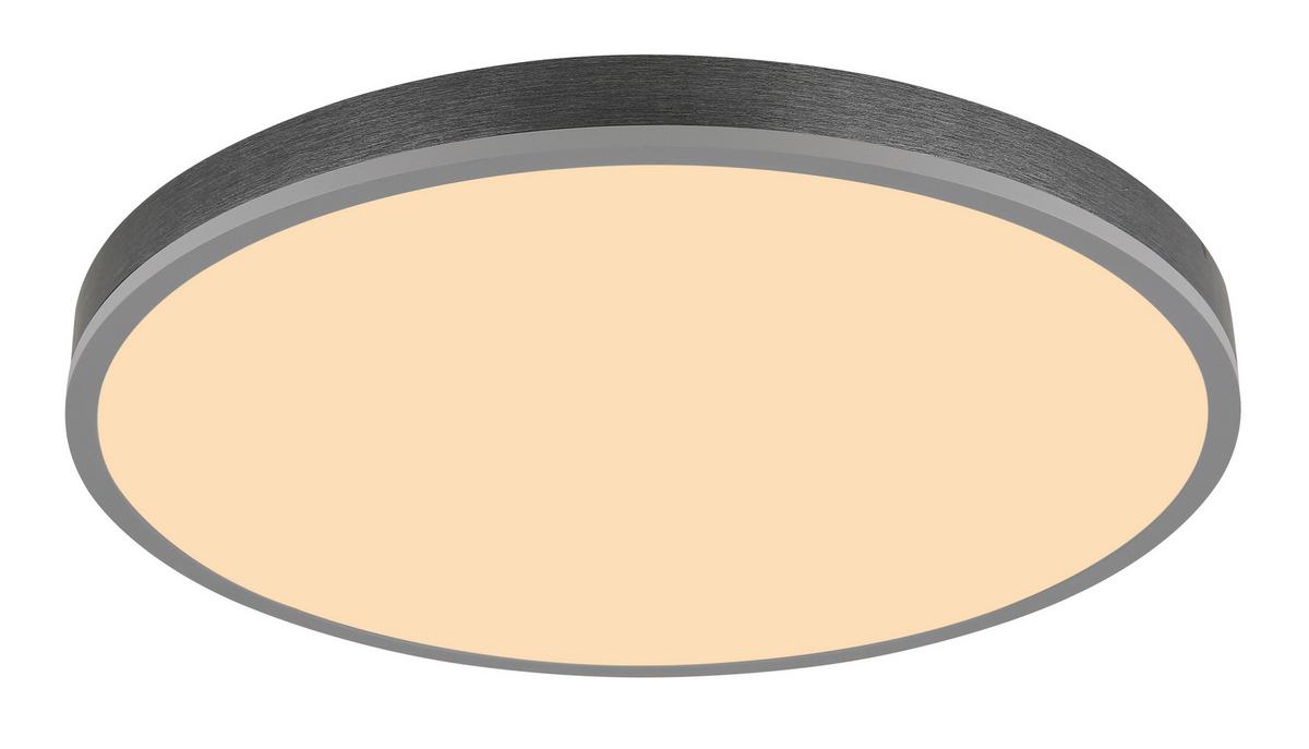 LED-Deckenleuchte Doro D: 60cm Silberfarben Weiß Dunkelgrau - Dunkelgrau/Silberfarben, Basics, Kunststoff/Metall (60/8,5cm) - Globo