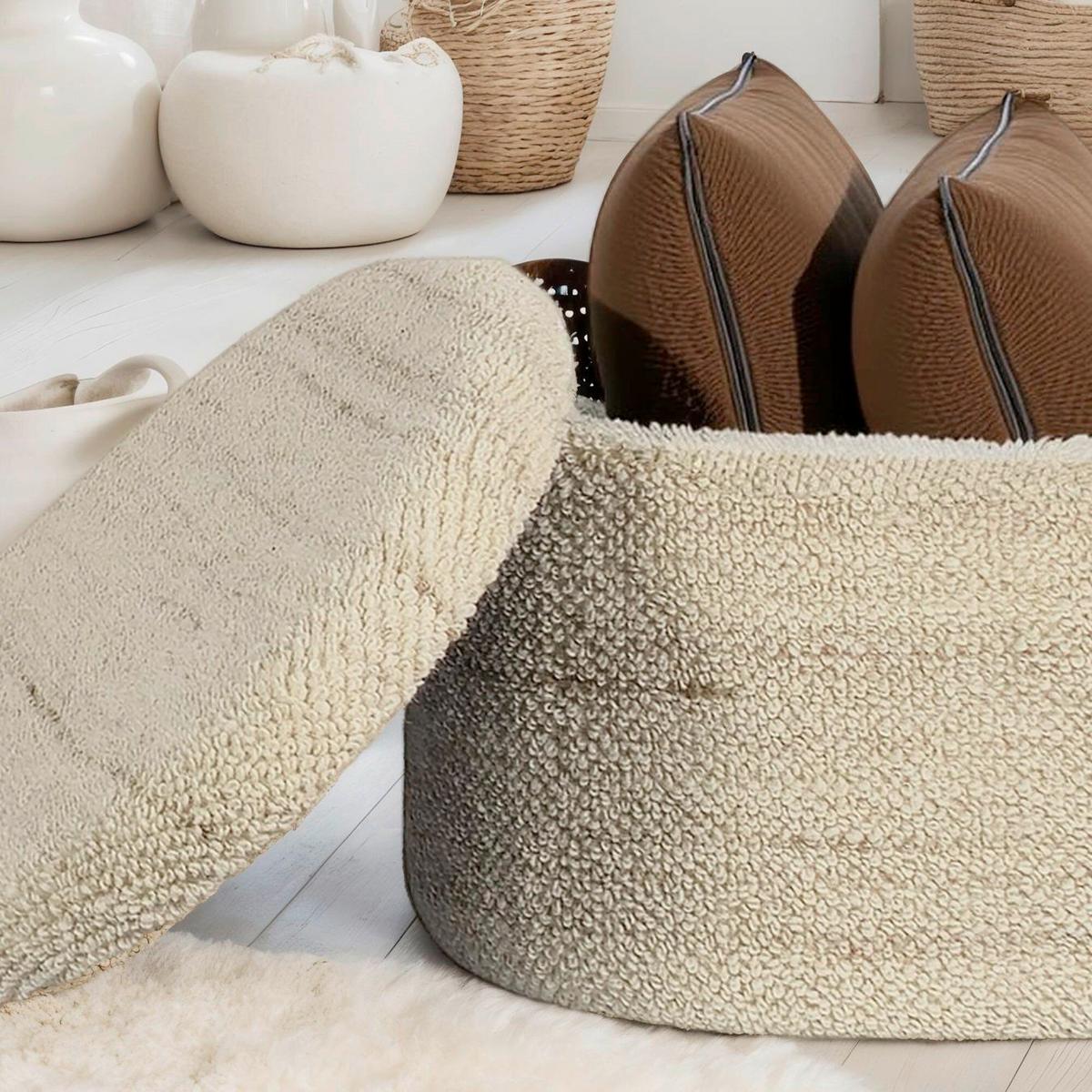 Hockerbank Beige B: 81cm - Beige, Design, Textil (81/40/62cm) - MID.YOU