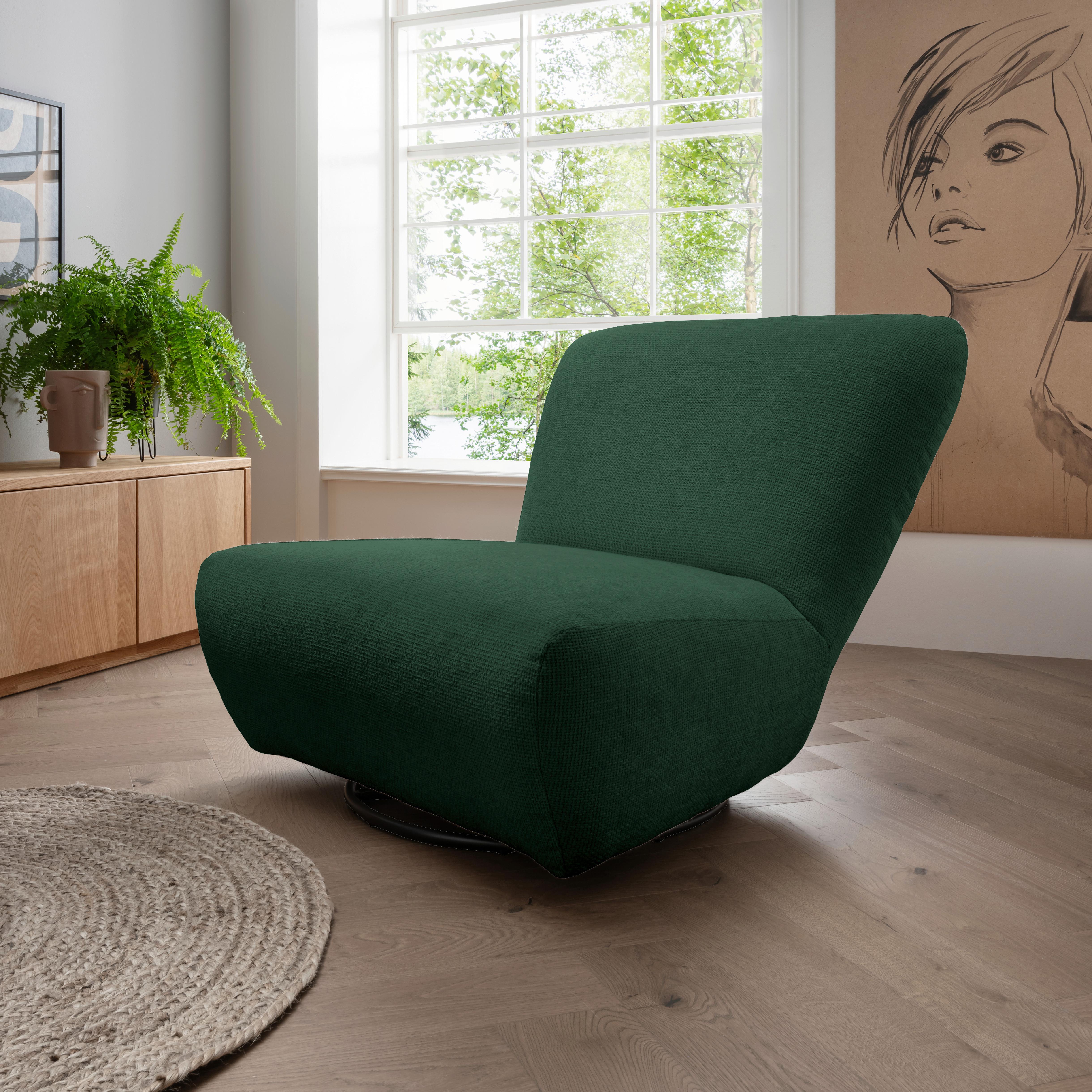 Xxl-sessel Cremallo Grün 360° Drehbar, B: 95 Cm - Schwarz/Grün, Trend, Textil (95/77/94cm) - Livetastic