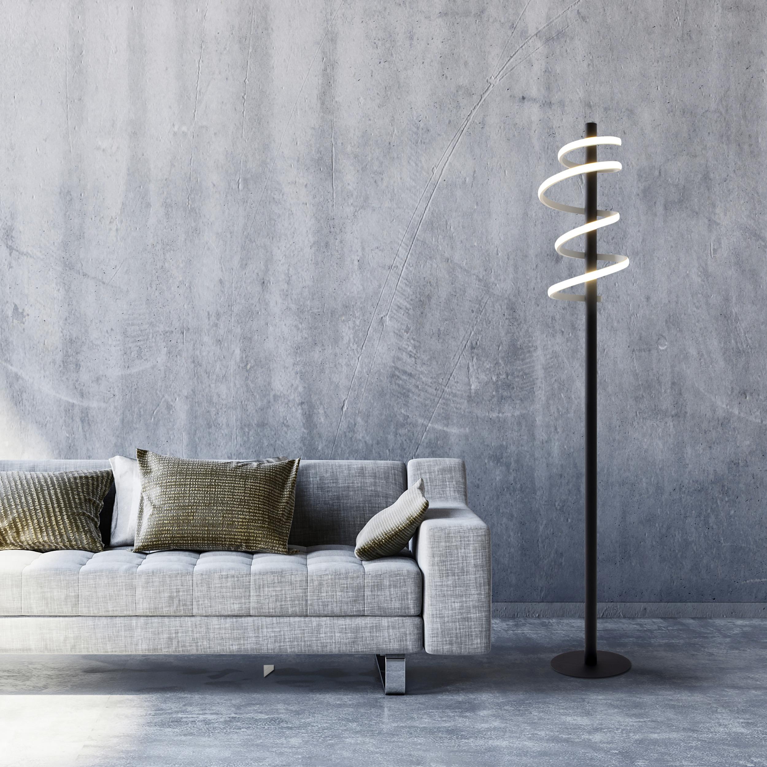 LED-Stehlampe Belleza dimmbar Weiß/Chromfarben/Schwarz - Chromfarben/Schwarz, Design, Kunststoff/Metall (21/140cm) - Näve