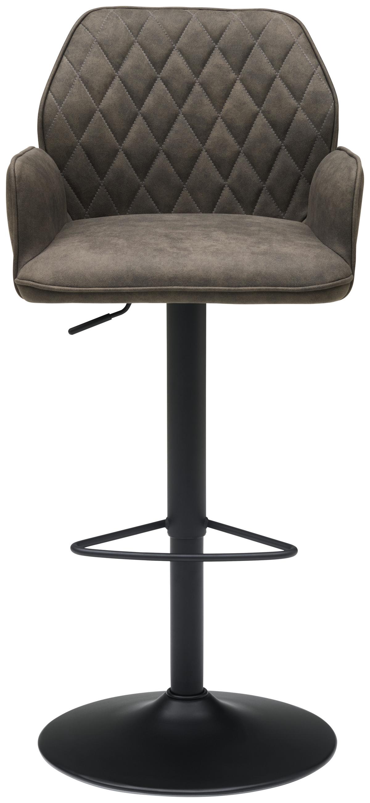 Barhocker Höhenverstellbar Mit Lehne Wanda Webstoff Grau - Schwarz/Grau, KONVENTIONELL, Textil/Metall (51/90-111/52cm) - MID.YOU