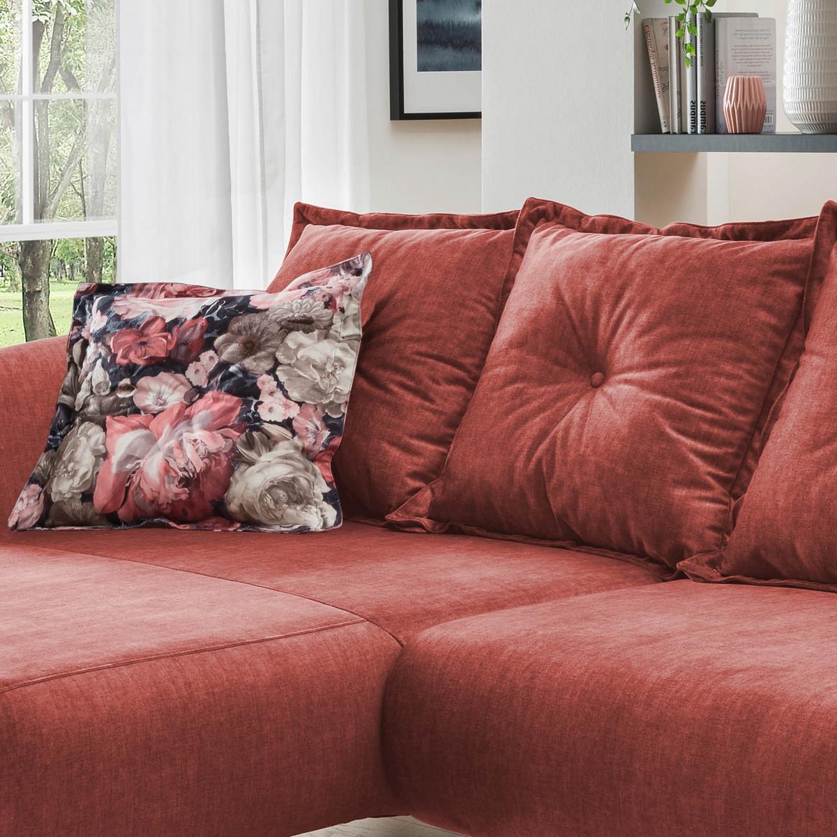 Ecksofa Baggio Koralle S: 162/277 cm - Koralle/Buchefarben, MODERN, Holz/Textil (162/277cm) - Livetastic