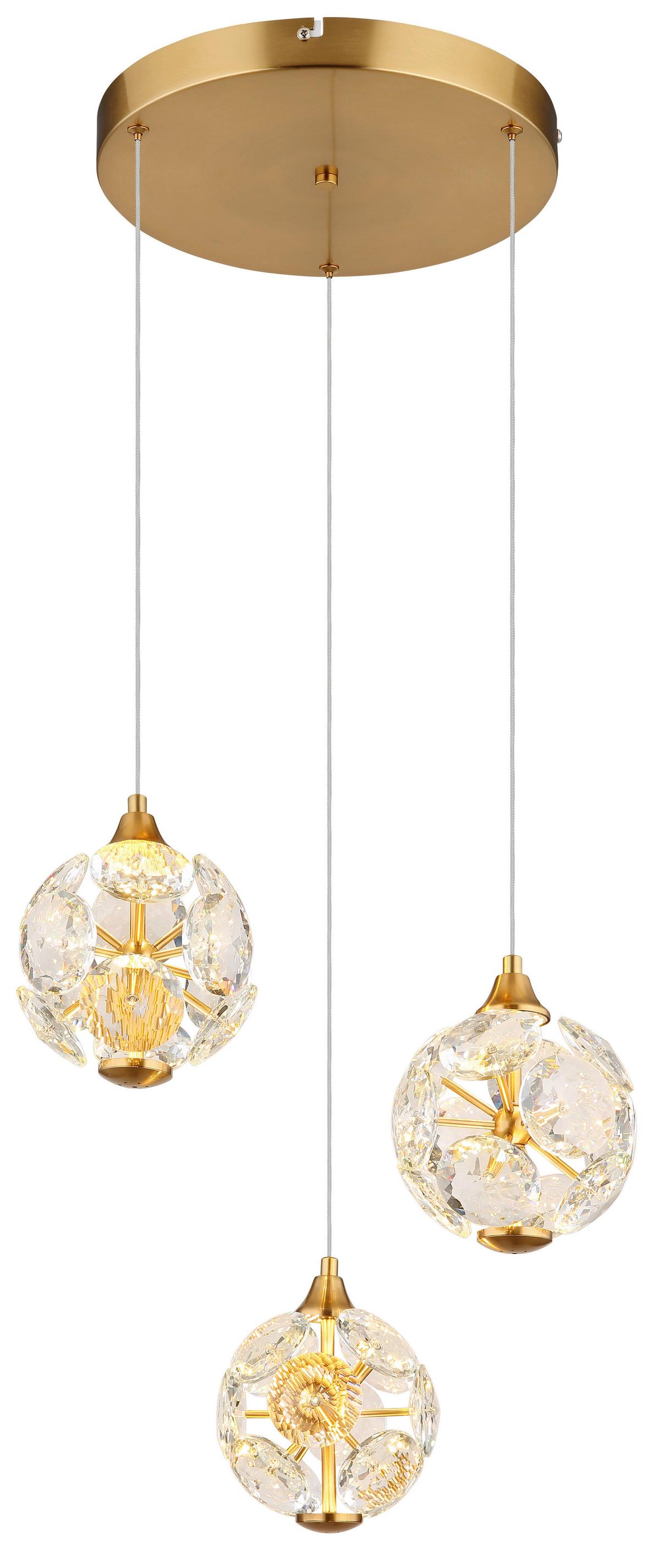 Led-hängeleuchte Virina D:42cm Klar Goldfarben Transparent - Klar/Transparent, KONVENTIONELL, Glas/Kunststoff (42/15cm) - Globo