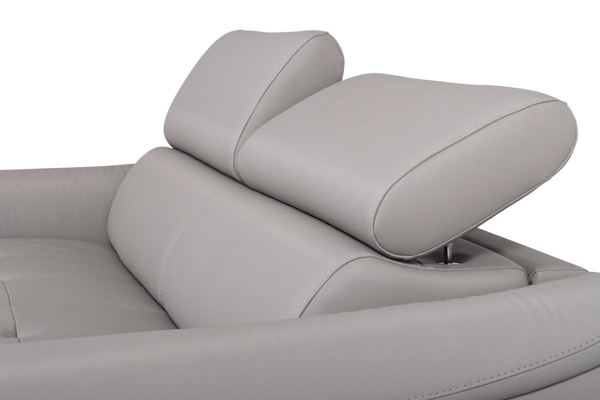 Schlafsofa Pafos Hellgrau Lederlook, Rindsleder B: 203cm - Hellgrau, Design, Leder (203/77-98/103cm) - MID.YOU